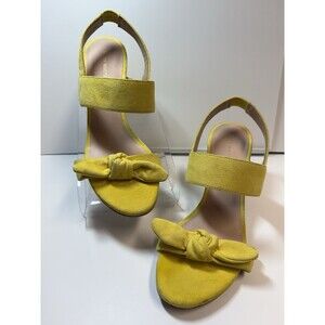 Stuart Weitzman Bandeau Block Heel Suede Sandal In Yellow Sz 9.5
